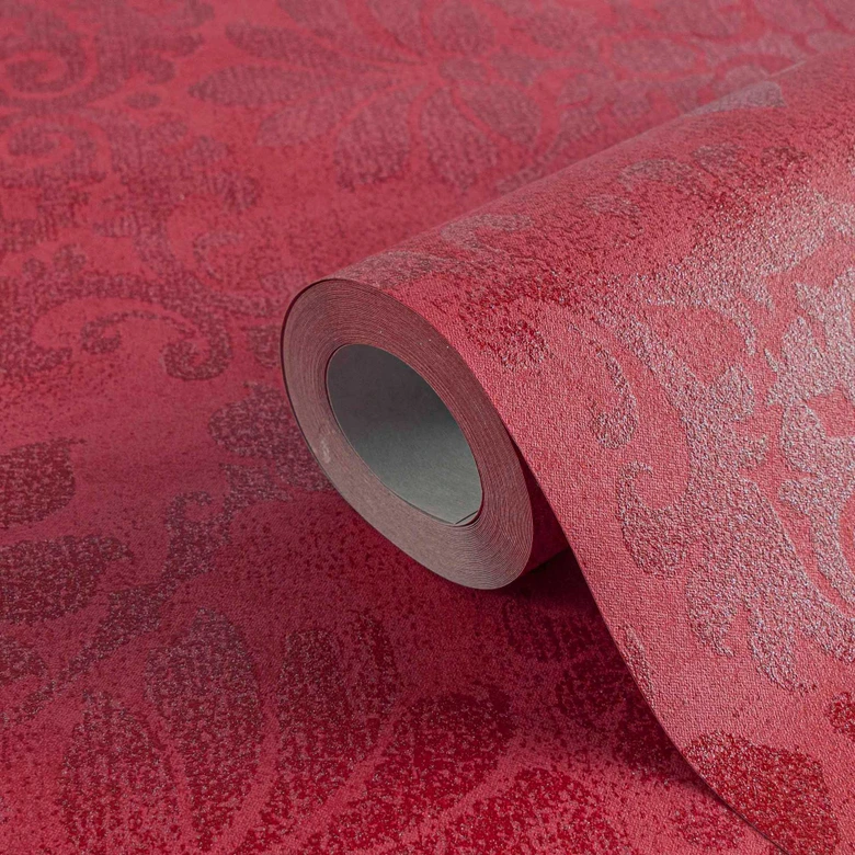 A.S. Création Vliestapete Memory Barocktapete mit Ornamenten Glitzereffekt metallic, rot 