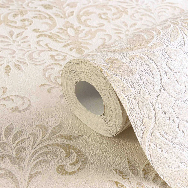 papier peint ornemental en beige et crème papier peint intissé Jette de style baroque classique 