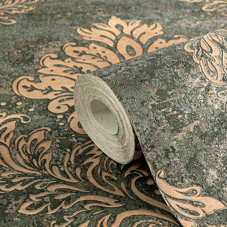 Barokowa tapeta z włókniny Livingwalls Metropolitan Stories Barokowa tapeta A.S. Création 379011 w kolorze beżowym, brązowym, zielonym 