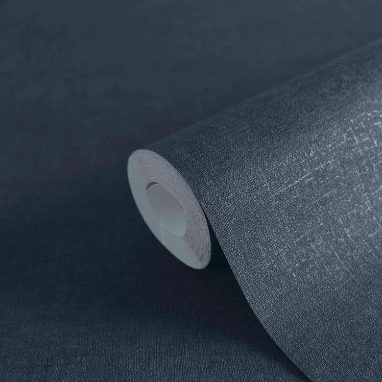 Textured wallpaper with a dark blue textile look - Elegant non-woven wallpaper - Modern wall design 