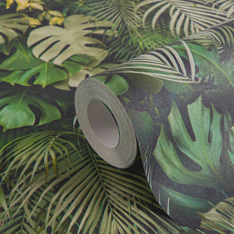Dschungel Tapete Grün Palmen-Blätter Vliestapete Pflanzen Küche Wohnzimmer Schlafzimmer von A.S. Création 