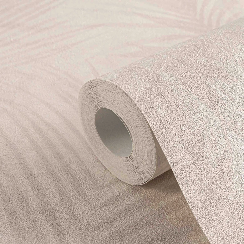 A.S. Création Papier peint Intissé Neue Bude 2.0 Edition 2 feuilles de palmier crème, gris, beige 