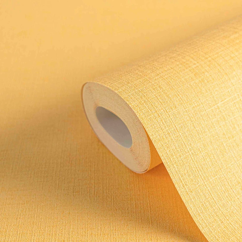 Papier peint intissé uni jaune avec une légère structure textile de A.S. Creation 