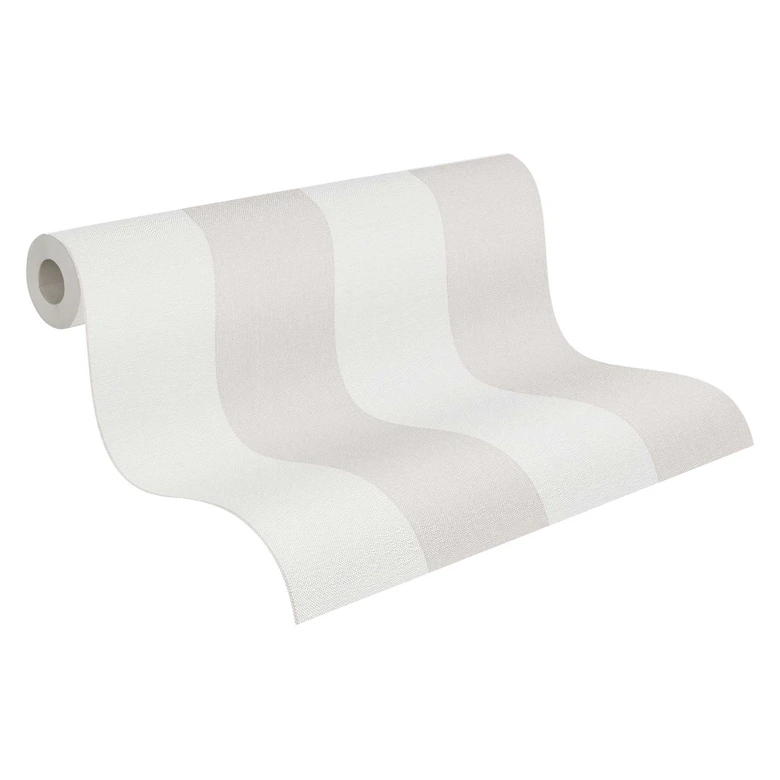 Striped wallpaper light gray white - non-woven wallpaper with fine texture classic & subtle 