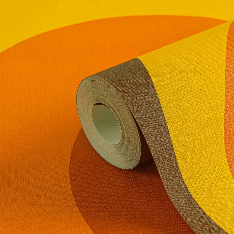 Retro Tapete Braun Gelb Orange Vliestapete 70er Jahre Stil Vintage für Wohnzimmer von A.S. Création 