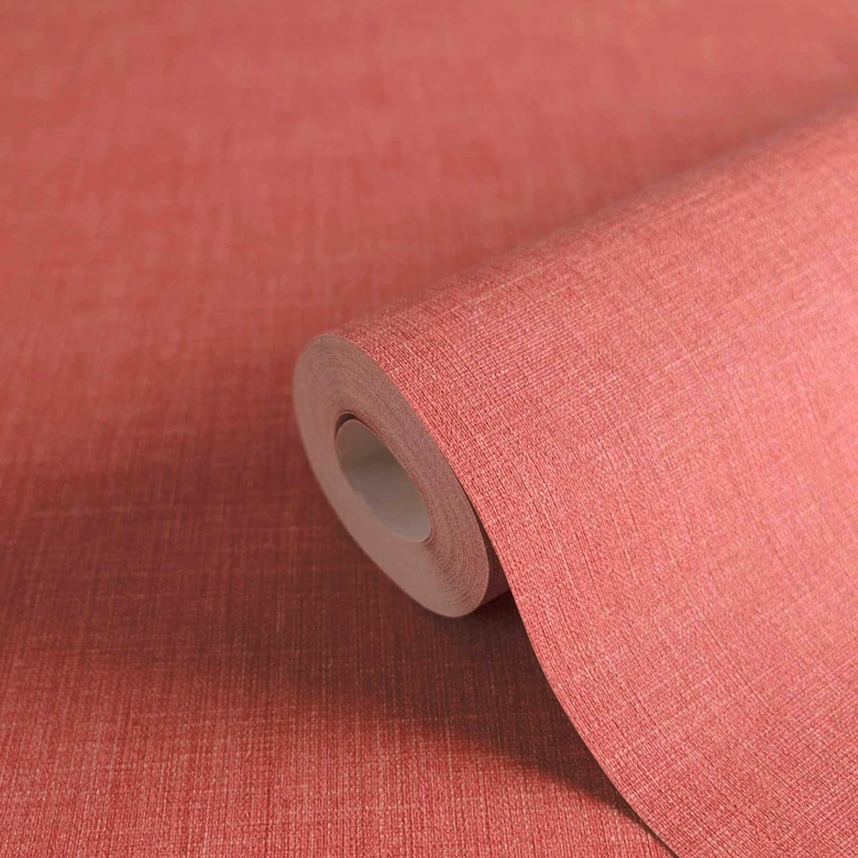 Leinentextur Vliestapete Himbeerrosa - Farbenfrohe Unitapete für lebendige Raumgestaltung 