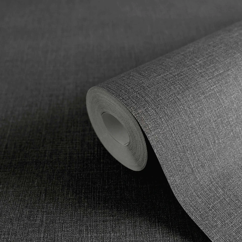 Denim-Textur Vliestapete Dunkelgrau - Elegante Unitapete für moderne Innenräume 