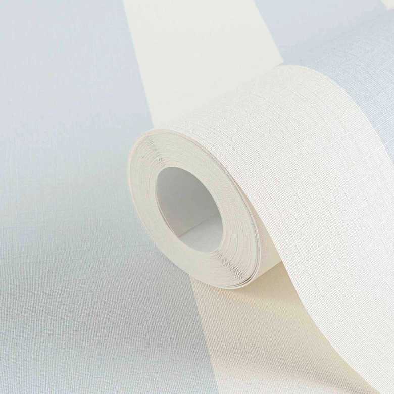 strip wallpaper blue white - non-woven wallpaper art A.S. Création - matt and light textured 