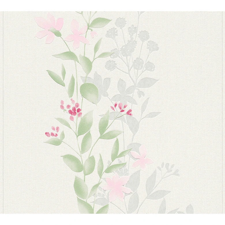 A.S. Création Vliestapete Blooming Blumentapete floral grau, grün, rosa 