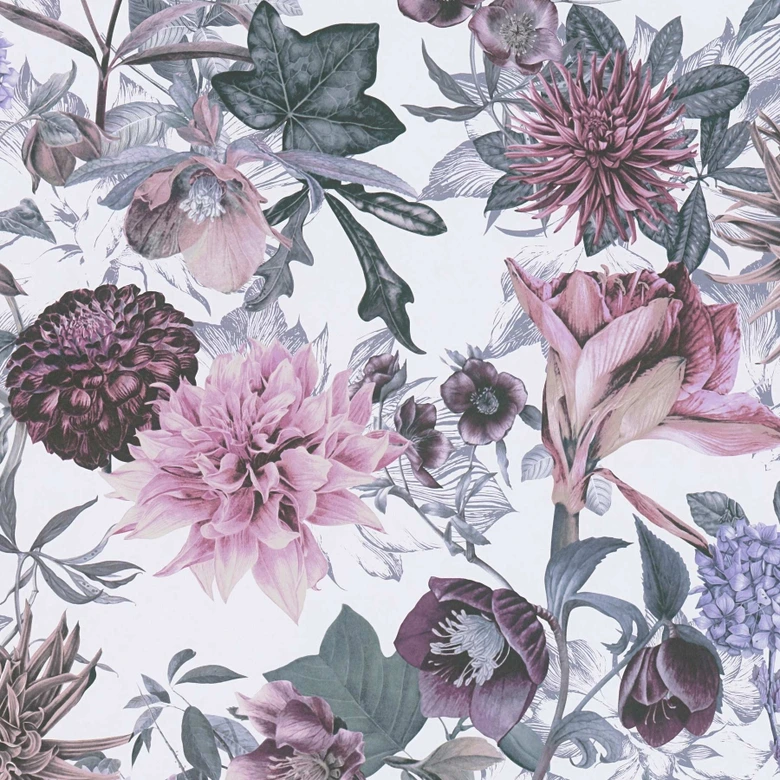 A.S. Création Blumentapete Dream Flowery Vliestapete floral weiß, lila, rosa, grau 