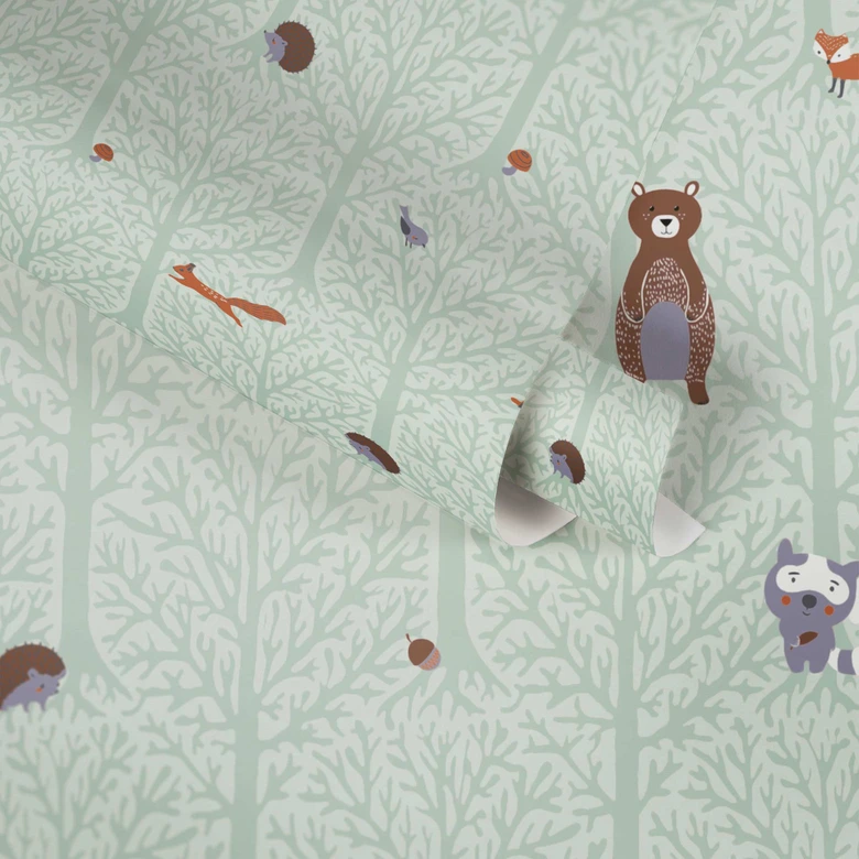 A.S. Création Kinderzimmertapete Little Love Vliestapete mit niedlichen Wald Tieren grün, braunnge, grau 
