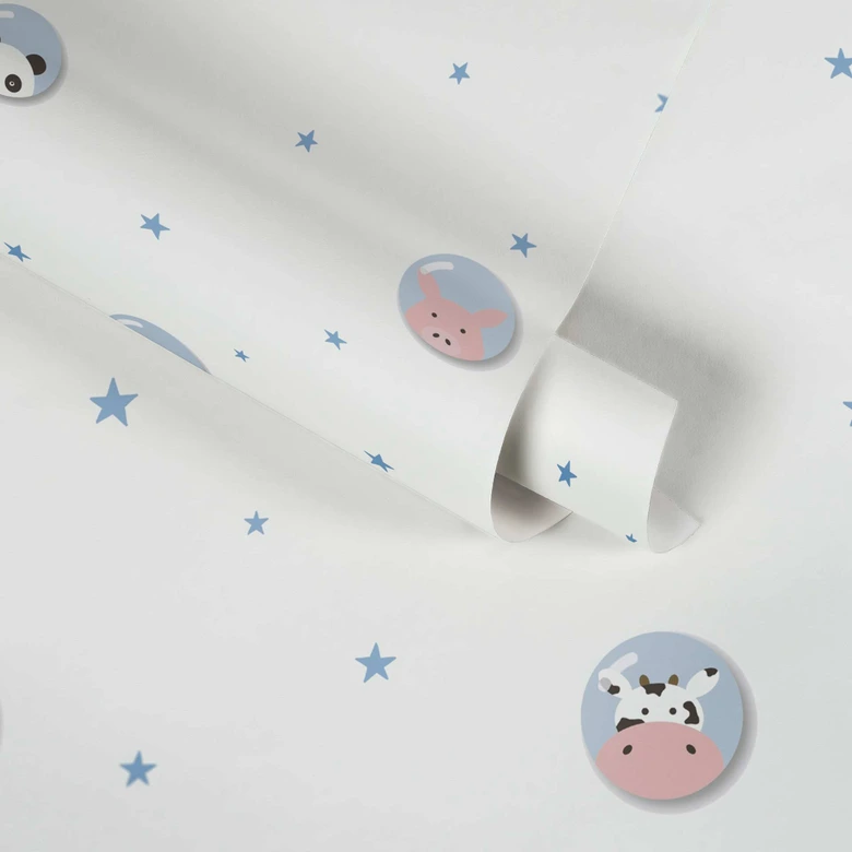 A.S. Création Kinderzimmertapete Little Love Vliestapete mit Sternen blau, weiß, rosa, gelb, schwarz 