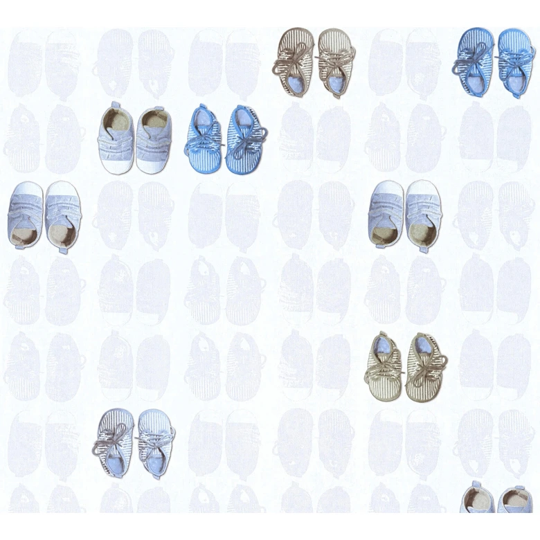 A.S. Création Vliestapete Little Stars Kinderzimmertapete mit Babyschuhen für Babys blau, weiß 