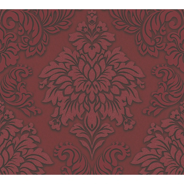 Barocktapete mit Ornamenten metallic, rot, schwarz, Vliestapete Metropolitan Stories Lizzy London von Livingwalls 