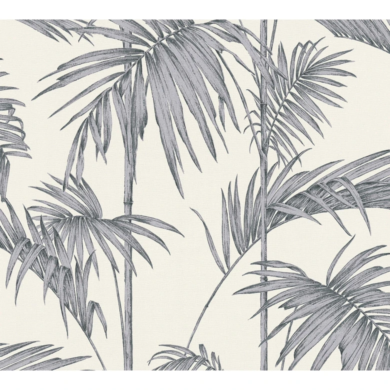 Livingwalls Vliestapete Metropolitan Stories Lola Paris Palmentapete grau, metallic, weiß 