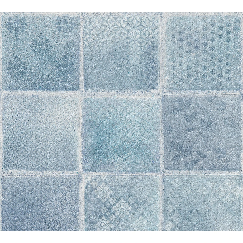 A.S. Création Vliestapete Neue Bude 2.0 Tropical Concret Fliesentapete blau, creme, grau 