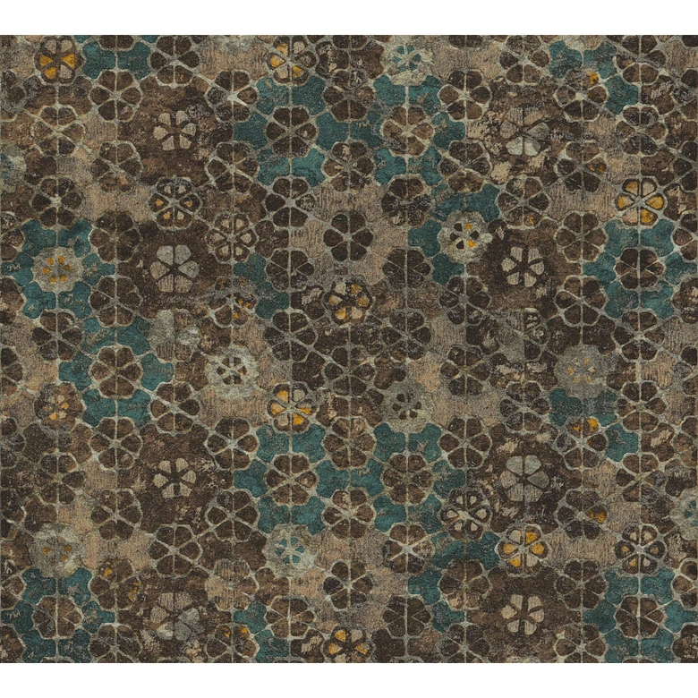 Livingwalls Papier peint intissé New Walls Finca Home motif carrelage bleu, vert, marron  