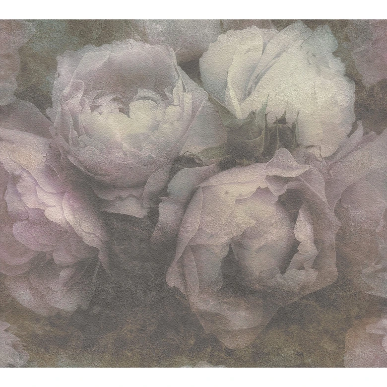 Livingwalls Papier peint intissé New Walls Romantic Dream motif Roses, vert, violet  
