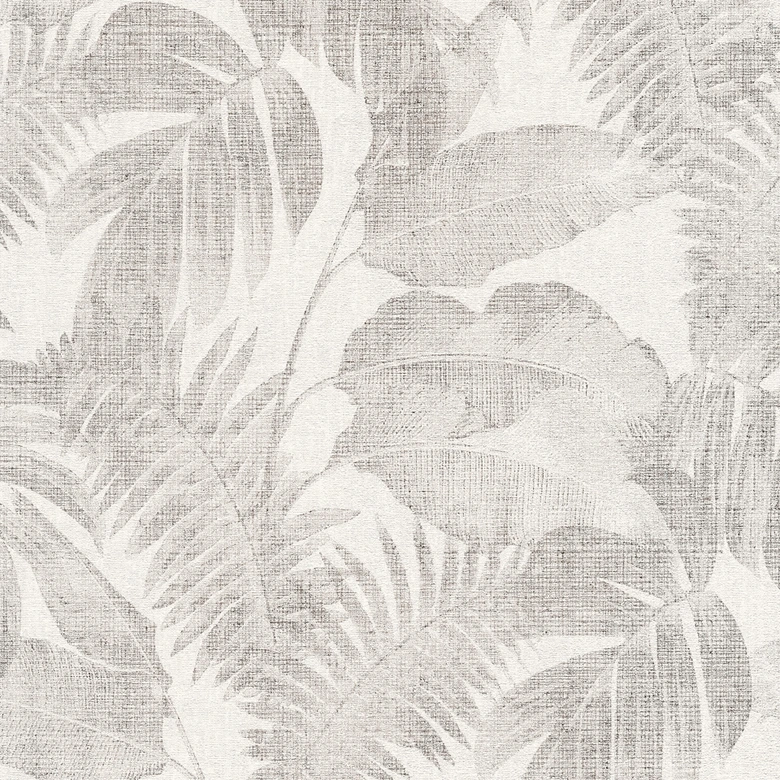 Livingwalls Papier peint intissé New Walls Cosy & Relax avec feuilles de palmier gris, beige, marron 