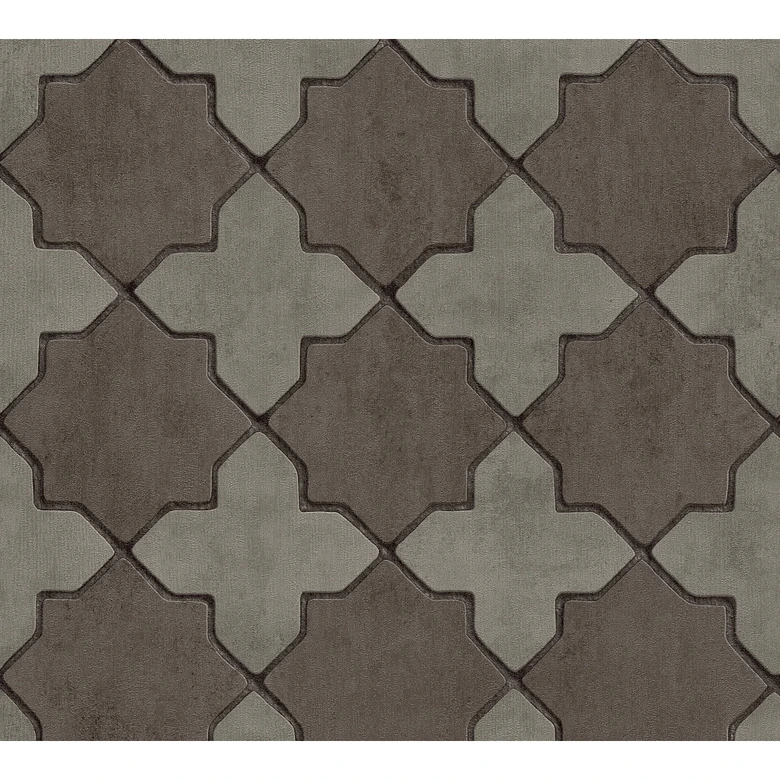 Livingwalls Papier peint intissé New Walls Finca Home motif carrelage gris, noir 