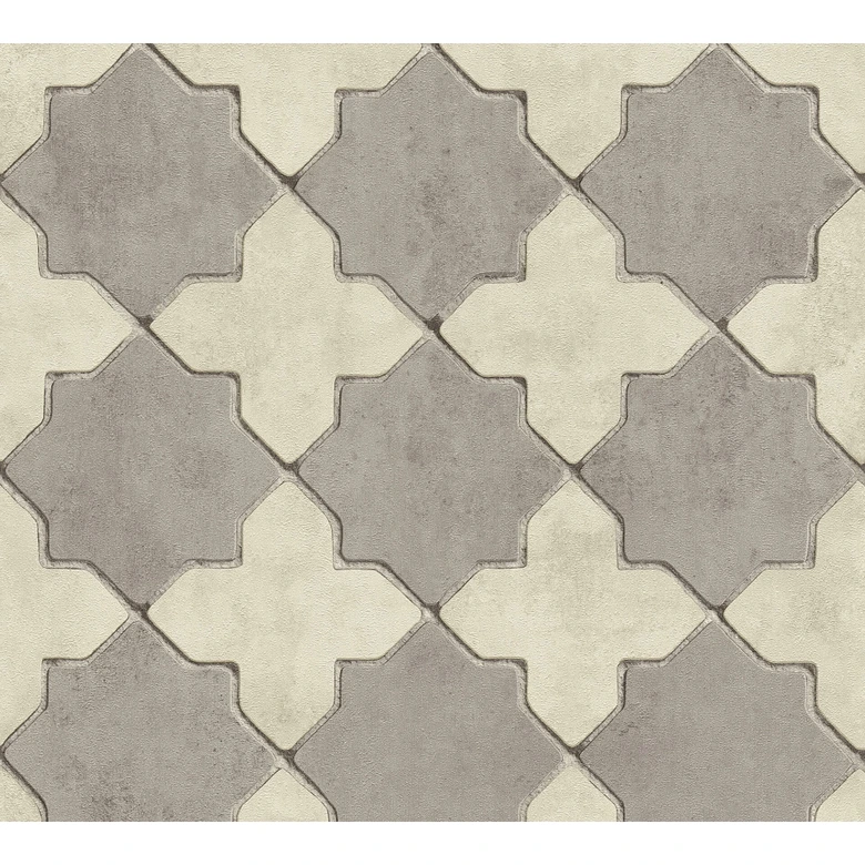 Livingwalls Papier peint intissé New Walls Finca Home motif carrelage crème, gris 