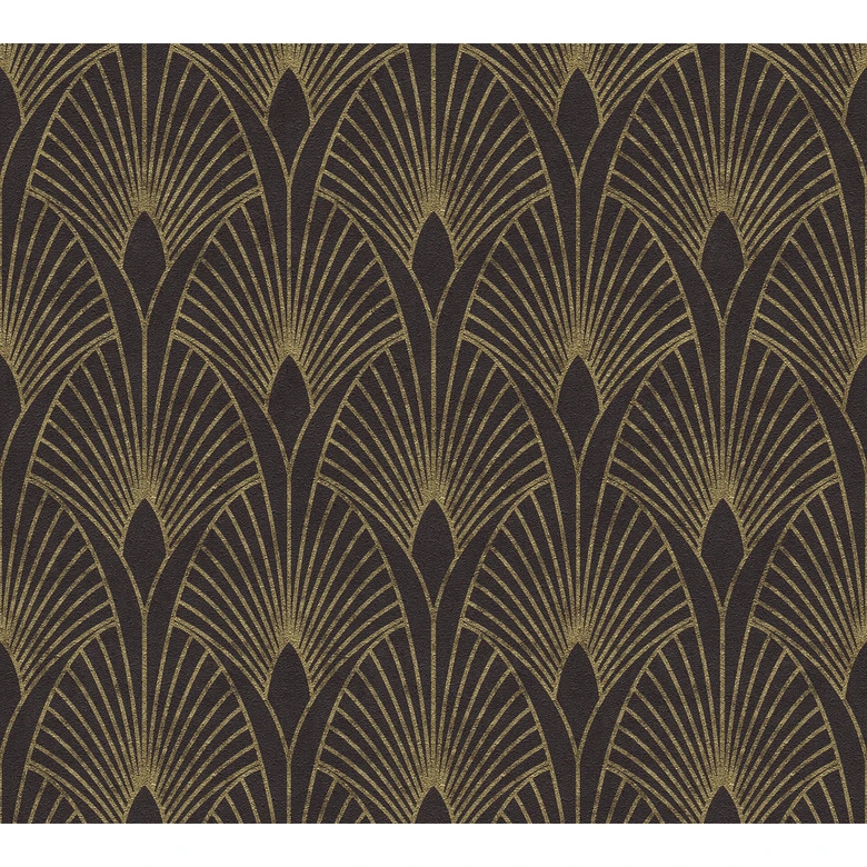 Art Deco tapet vintage non-woven tapet art nouveau tapet svart guld Nya väggar 