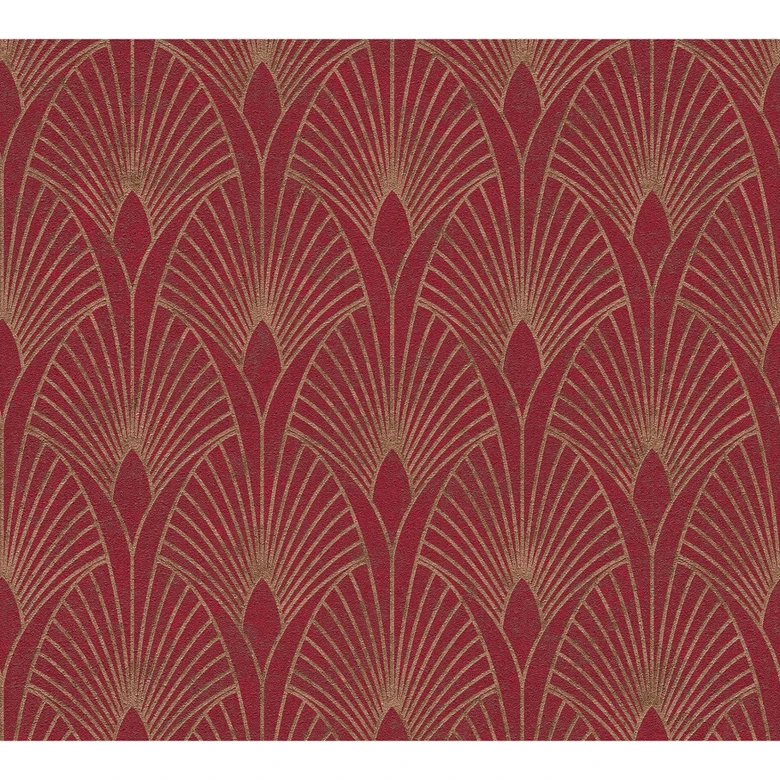 Livingwalls Papier peint intissé New Walls 50's Glam Art déco métallique, rouge 