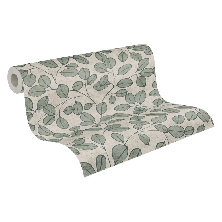 Elegant non-woven tapet - slående prov i stengrått och naturfärgad ton 