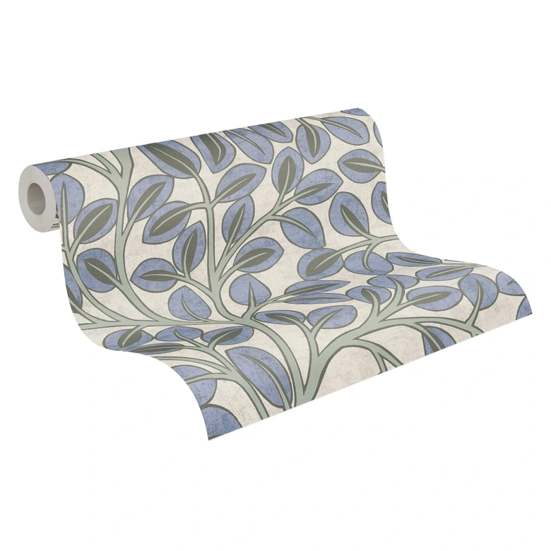Tapete Vlies botanisch - dezentes Blätterdesign in Taupe & Steingrau 