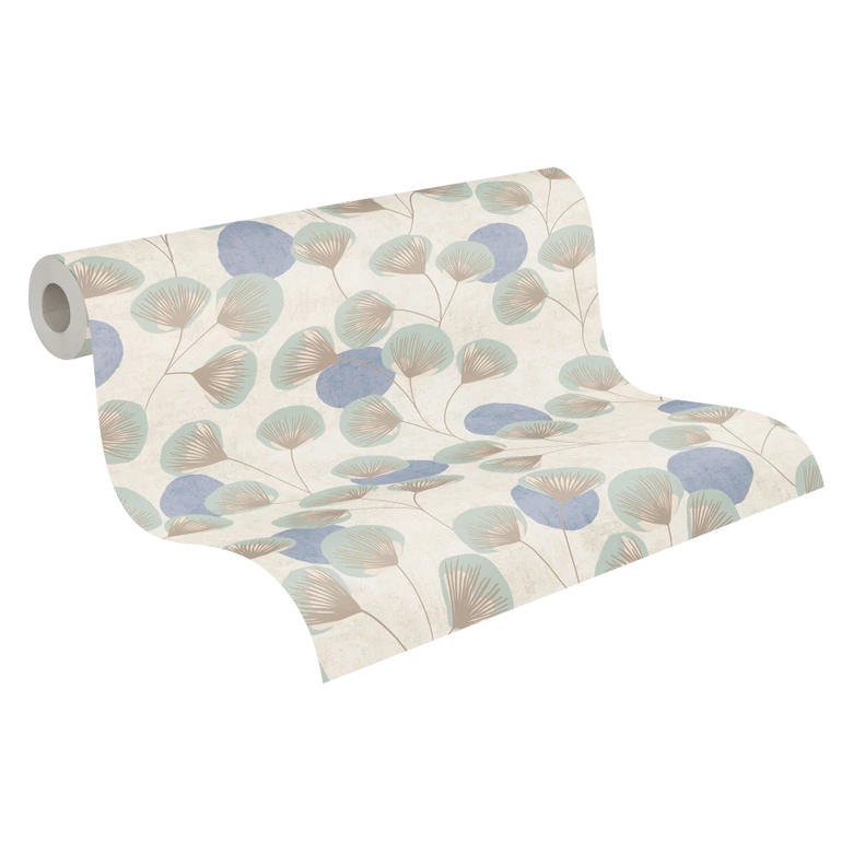 Non-woven tapet natur - fint randmönster i naturfärg & greige 