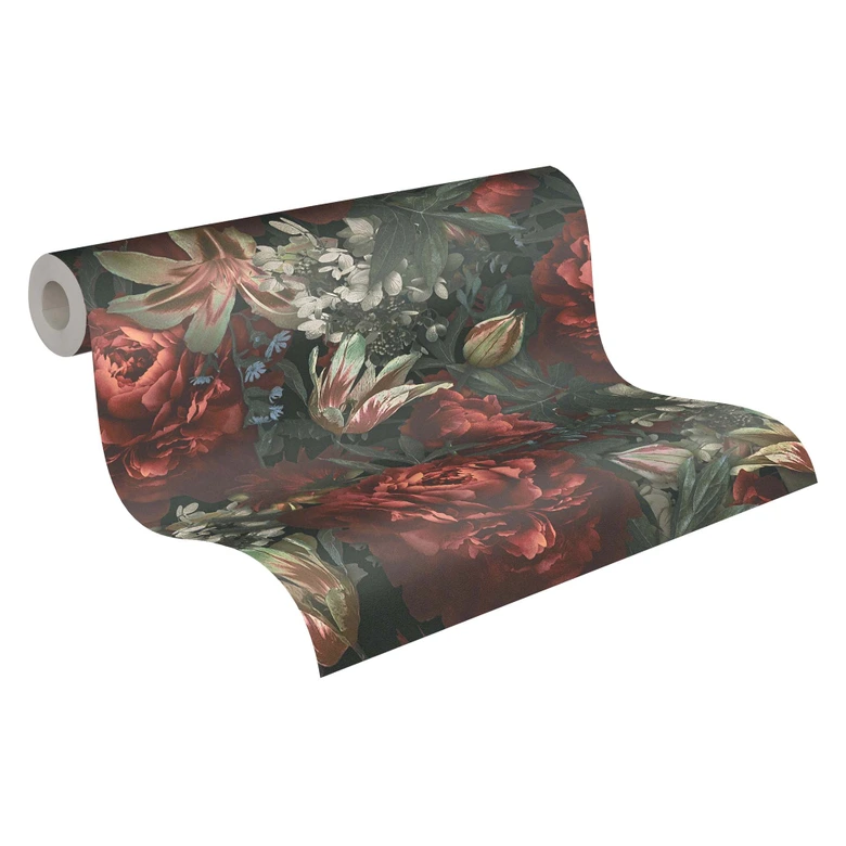 A.S. Création Bloemenbehang PintWalls Vliesbehang Rood Groen 