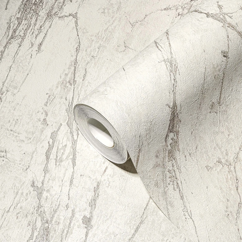 Tapete Marmor Weiß Grau Vliestapete Marmoroptik Design Strukturtapete Wohnzimmer 
