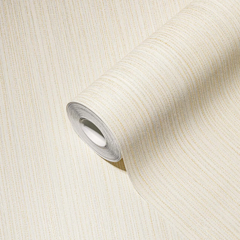 Vliestapete Creme Gold Tapete Metallic-Effekt Uni einfarbig für Wohnzimmer 