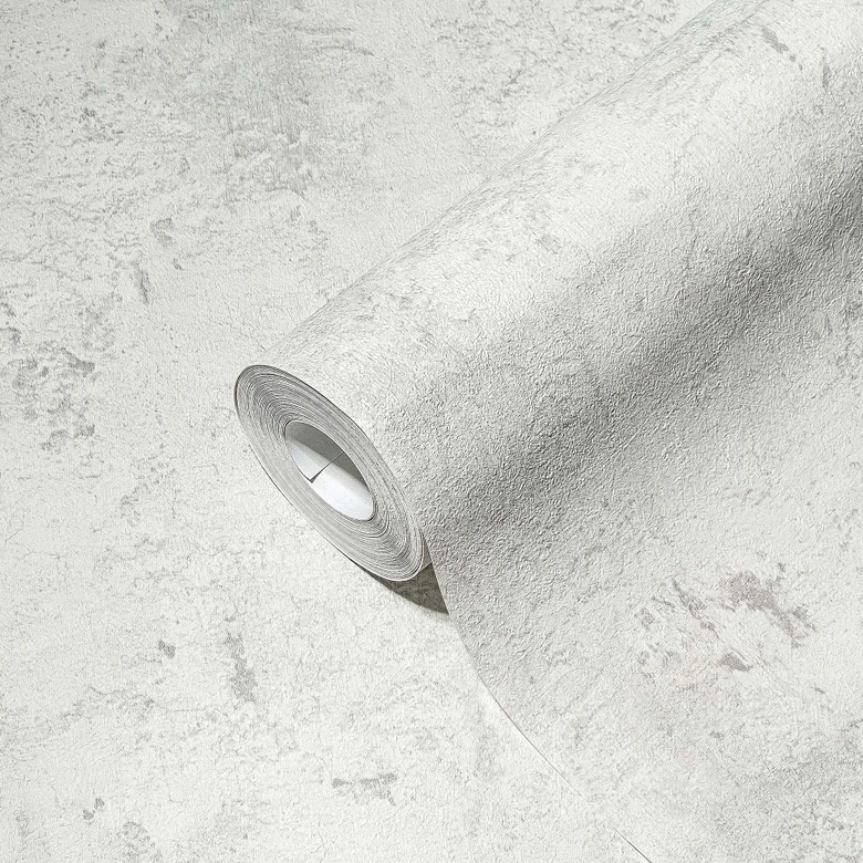 Betontapete Hellgrau Tapete Betonoptik Vliestapete Grau für Wohnzimmer, Küche 