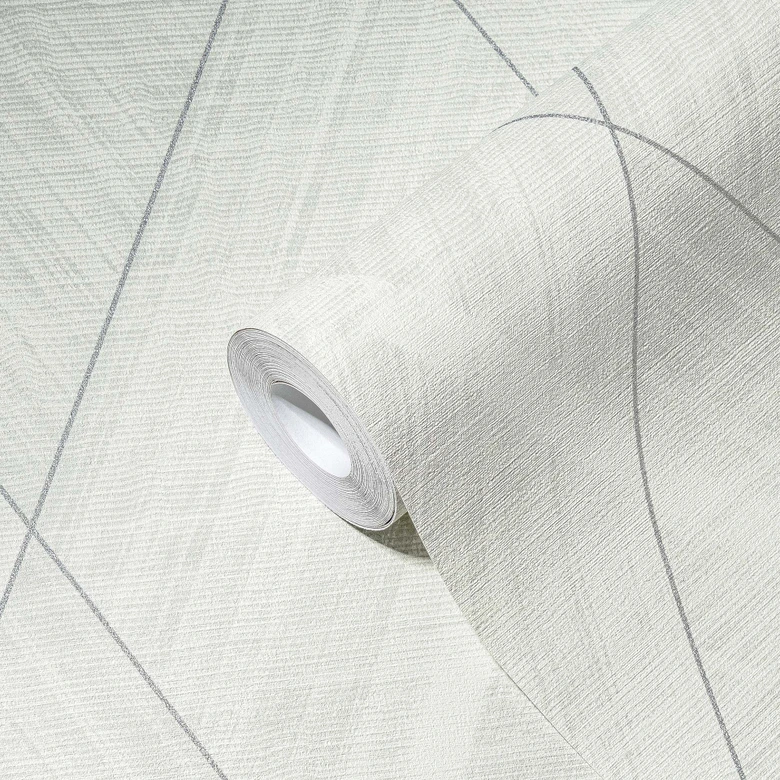 Vliestapete Weiß Hellgrau Mustertapete geometrisch Tapete Vlies grafisch modern 