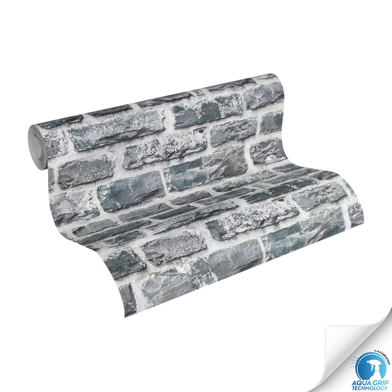 Tapeta z włókniny o wyglądzie cegły szaro biała - tapeta przemysłowa z włókniny - tapetowanie bez kleju 