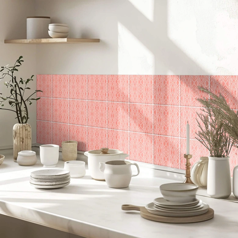 Stickers pour carrelage Fredriksson - Art Deco Abricot - Set de 12 