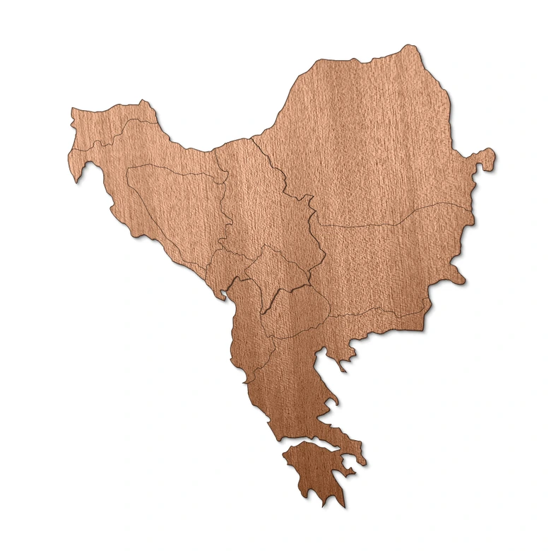 Holzkunst Mahagoni Furnier - Karte Balkan Südosteuropa 