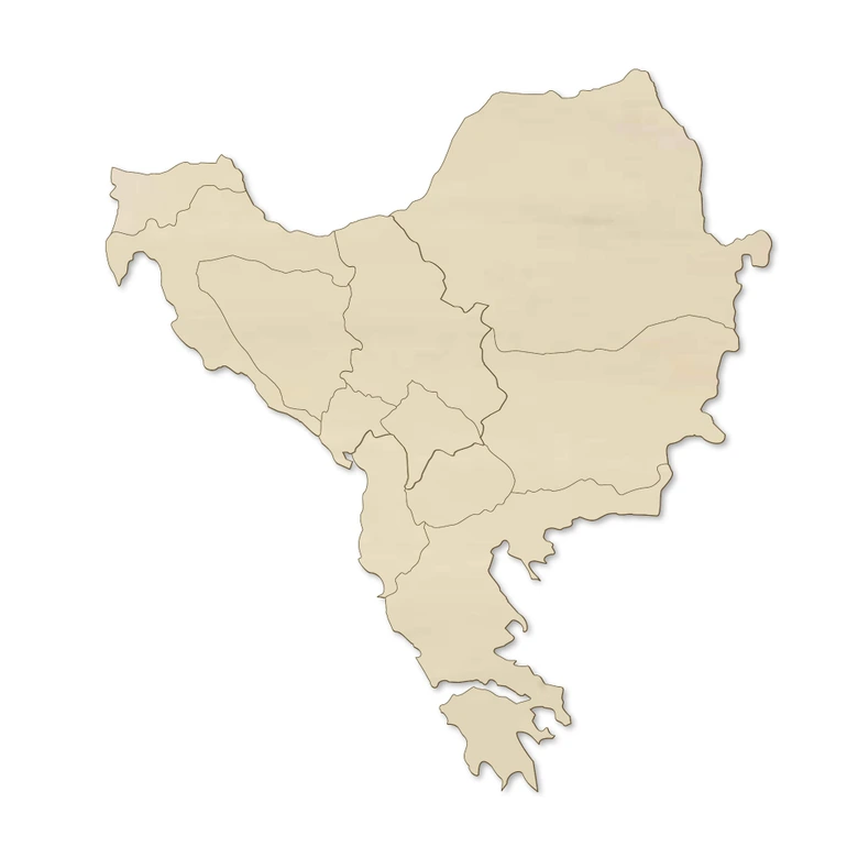 Holzkunst Pappel Furnier - Karte Balkan Südosteuropa 