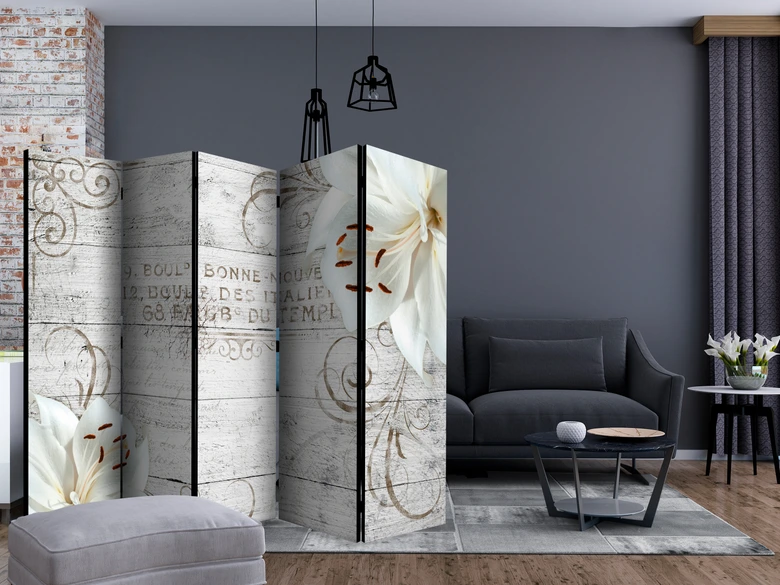 Paravent Séparation de pièce - Bonne Nouvelle , 5 pièces - 225x172 cm 