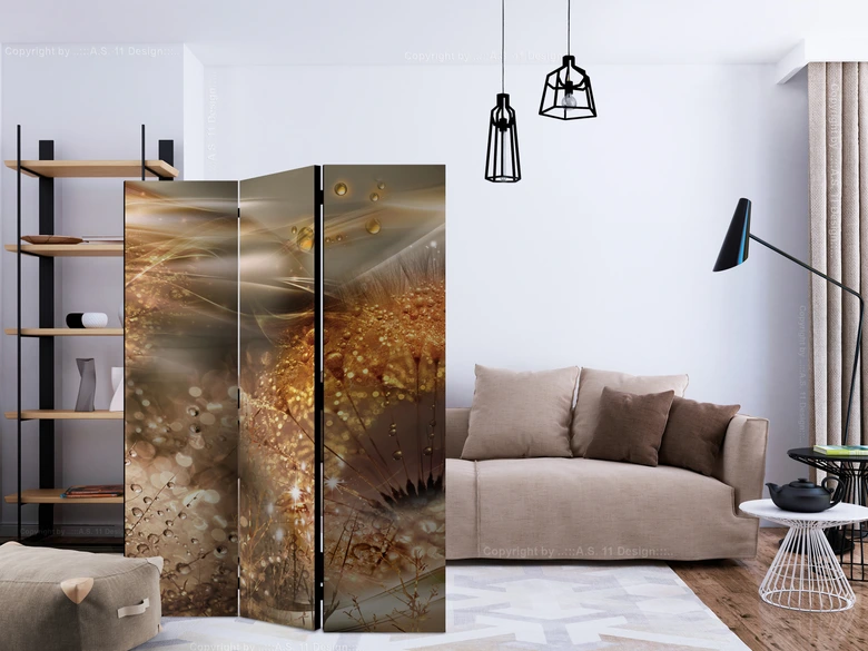 Paravent, Raumteiler freistehend, Trennwand - Pusteblumen Welt, 3-teilig - 135x172 cm 
