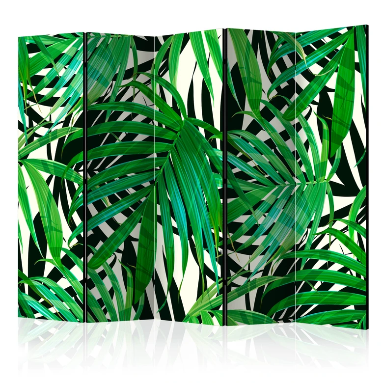 Paravent Séparation de pièce - Feuilles tropicales, 3 pièces 