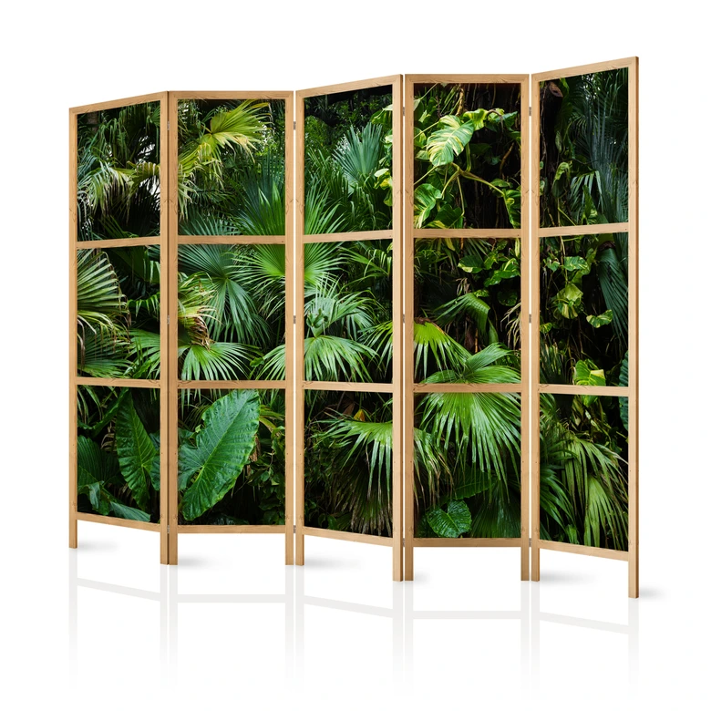 Paravent japonais Séparation de pièce - Jungle ensoleillée, 3 pièces 
