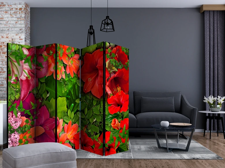 Paravent Séparation de pièce - Bouquet de lilas , 5 pièces - 225x172 cm 
