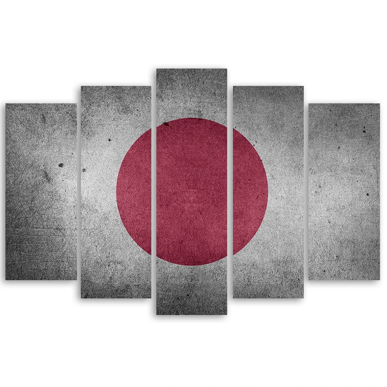 Leinwandbild 5 teilig, Flagge von Japan 