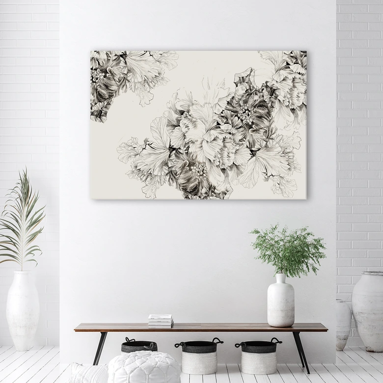 Canvas schilderij, Vintage bloemmotief 