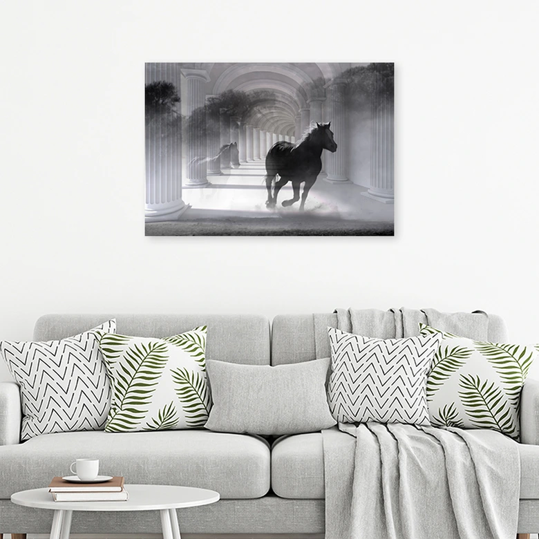 Leinwandbild, Pferd im Galopp 3D Tunnel 