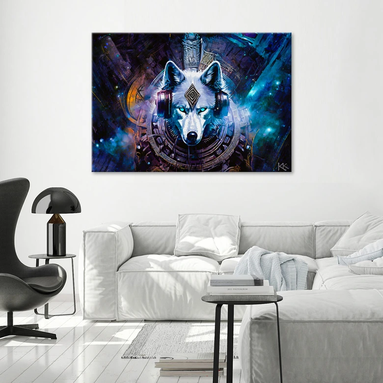 Leinwandbild, Abstrakter Wolf 
