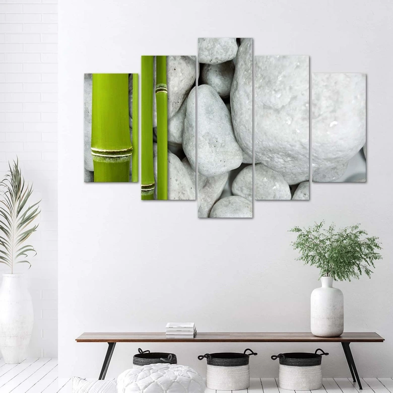 Leinwandbild 5 teilig, Zen Stones Bamboo Spa 