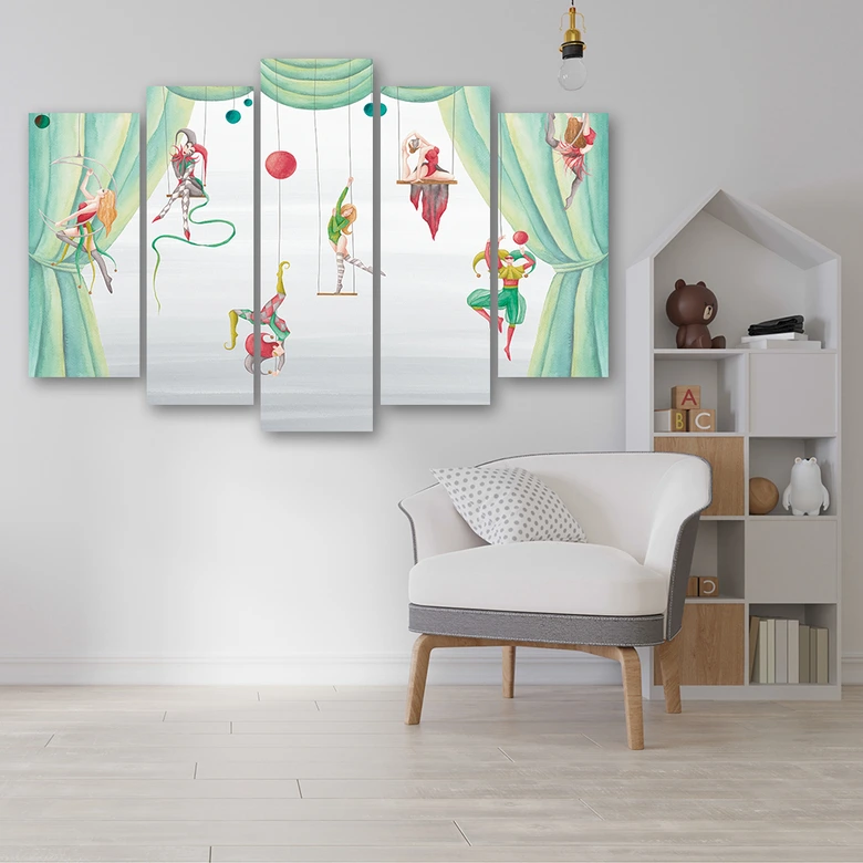 Leinwandbild 5 teilig, Zirkusakrobat 